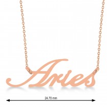 Aries Zodiac Text Pendant Necklace 14k Rose Gold