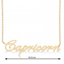 Capricorn Zodiac Text Pendant Necklace 14k Yellow Gold