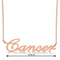 Cancer Zodiac Text Pendant Necklace 14k Rose Gold