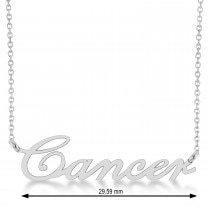 Cancer Zodiac Text Pendant Necklace 14k White Gold
