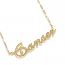 Cancer Zodiac Text Pendant Necklace 14k Yellow Gold