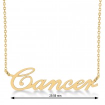 Cancer Zodiac Text Pendant Necklace 14k Yellow Gold