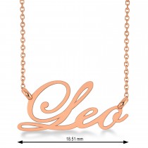 Leo Zodiac Text Pendant Necklace 14k Rose Gold