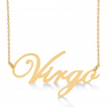 Virgo Zodiac Text Pendant Necklace 14k Yellow Gold
