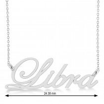 Libra Zodiac Text Pendant Necklace 14k White Gold