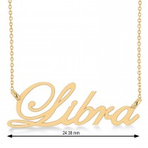 Libra Zodiac Text Pendant Necklace 14k Yellow Gold
