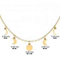 Multi-Moon Phase Pendant Necklace 14k Yellow Gold