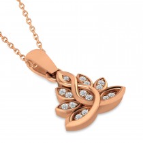 Diamond Lotus Flower Pendant Necklace 14k Rose Gold (0.15ct)