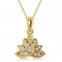 Diamond Lotus Flower Pendant Necklace 14k Yellow Gold (0.15ct)