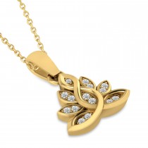 Diamond Lotus Flower Pendant Necklace 14k Yellow Gold (0.15ct)