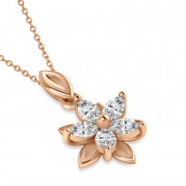 Diamond Double Layered 5-Petal Necklace 14k Rose Gold (1.00ct)