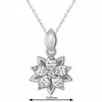Diamond Double Layered 5-Petal Necklace 14k White Gold (1.00ct)