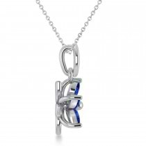 Blue Sapphire Double Layered 5-Petal Necklace 14k White Gold (1.20ct)