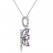 Pink Sapphire Double Layered 5-Petal Necklace 14k White Gold (1.20ct)