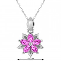 Pink Sapphire Double Layered 5-Petal Necklace 14k White Gold (1.20ct)