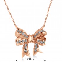 Diamond Ribbon Bow Pendant/Necklace 14k Rose Gold (0.23ct)