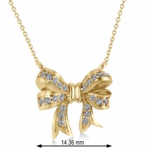 Diamond Ribbon Bow Pendant/Necklace 14k Yellow Gold (0.23ct)