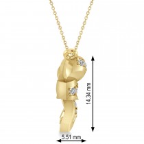 Diamond Ribbon Bow Pendant/Necklace 14k Yellow Gold (0.23ct)