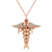 Diamond Medical PTA Symbol Pendant Necklace 14k Rose Gold (0.13ct)