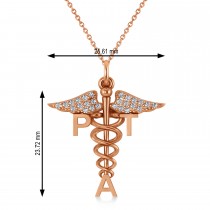 Diamond Medical PTA Symbol Pendant Necklace 14k Rose Gold (0.13ct)
