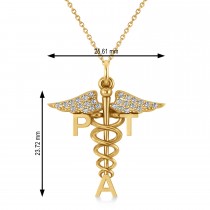 Diamond Medical PTA Symbol Pendant Necklace 14k Yellow Gold (0.13ct)