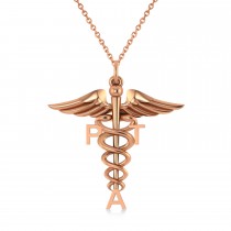 Medical PTA Symbol Pendant Necklace 14k Rose Gold