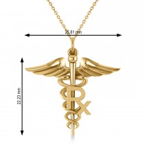 Medical RX Pharmacy Symbol Pendant Necklace 14k Yellow Gold