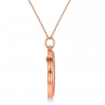 Moon with Heart Pendant Necklace 14K Rose Gold