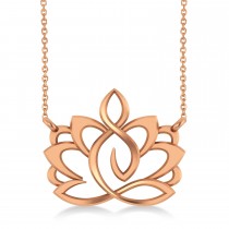 Yoga Lotus Flower Pendant Necklace 14k Rose Gold