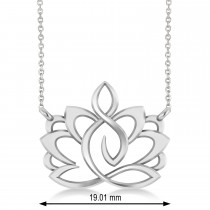 Yoga Lotus Flower Pendant Necklace 14k White Gold