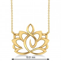 Yoga Lotus Flower Pendant Necklace 14k Yellow Gold