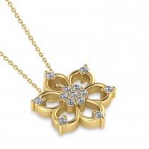 Diamond Six-Petal Flower Pendant Necklace 14k Yellow Gold (0.26ct)
