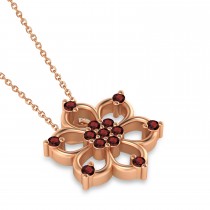 Garnet Six-Petal Flower Pendant Necklace 14k Rose Gold (0.26ct)