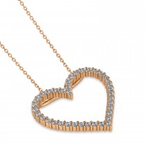 Diamond Open Heart Pendant Necklace 14k Rose Gold (0.60ct)