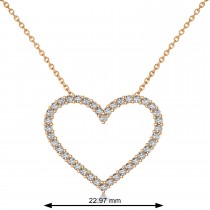 Diamond Open Heart Pendant Necklace 14k Rose Gold (0.60ct)