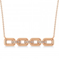 Diamond Chained Link Pendant Necklace 14k Rose Gold (0.15ct)