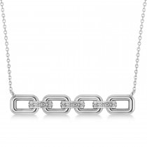 Diamond Chained Link Pendant Necklace 14k White Gold (0.15ct)