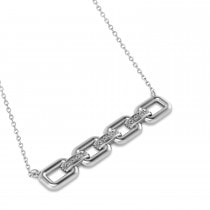 Diamond Chained Link Pendant Necklace 14k White Gold (0.15ct)