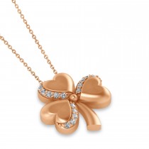 Diamond Three Leafed Clover Pendant Necklace 14k Rose Gold (0.15ct)