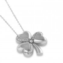 Diamond Three Leafed Clover Pendant Necklace 14k White Gold (0.15ct)