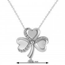 Diamond Three Leafed Clover Pendant Necklace 14k White Gold (0.15ct)