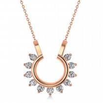 Diamond Open Circle Pendant Necklace 14k Rose Gold (0.77ct)