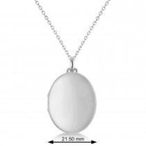 Oval Engravable Locket Pendant Necklace 14k White Gold