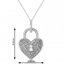 Diamond Heart Lock Pendant Necklace 14k White Gold (0.36ct)