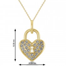 Diamond Heart Lock Pendant Necklace 14k Yellow Gold (0.36ct)
