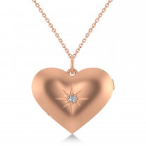 Heart with Compass Rose Locket Necklace 14k Rose Gold