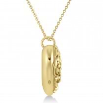 Floral Designed Heart Locket Necklace 14k Yellow Gold