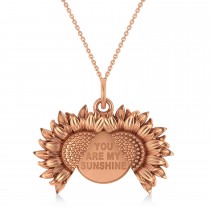 Sunflower You Are My Sunshine Pendant Necklace 14K Rose Gold