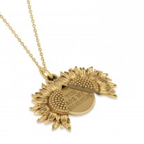 Sunflower You Are My Sunshine Pendant Necklace 14K Yellow Gold