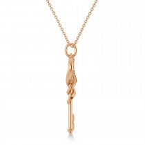Diamond Heart Key Pendant Necklace 14k Rose Gold (0.18ct)